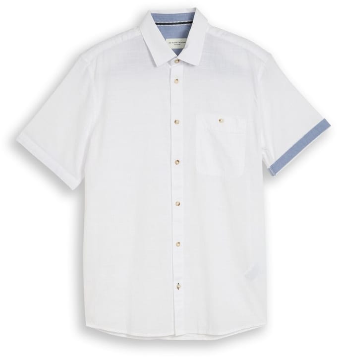 Tom Tailor - Regular fit katoenen overhemd met korte mouwen - Maat M - White