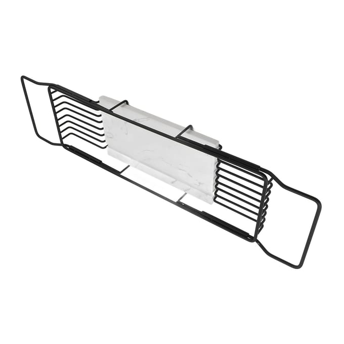 Metalen Marmeren Badrek Antislip Ruimtebesparend Multifunctioneel Uitschuifbaar Badblad Huis black