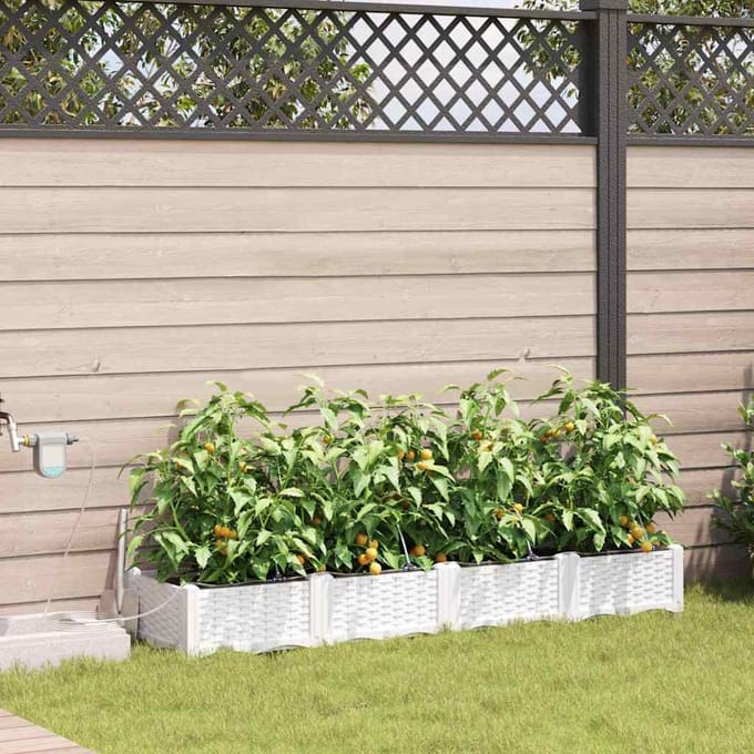 vidaXL - Plantenbak - 4 - st - Wit - 160 - x - 40 - x - 22 - cm - PP