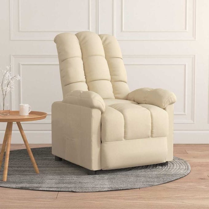 vidaXL - Fauteuil - verstelbaar - stof - crèmekleurig