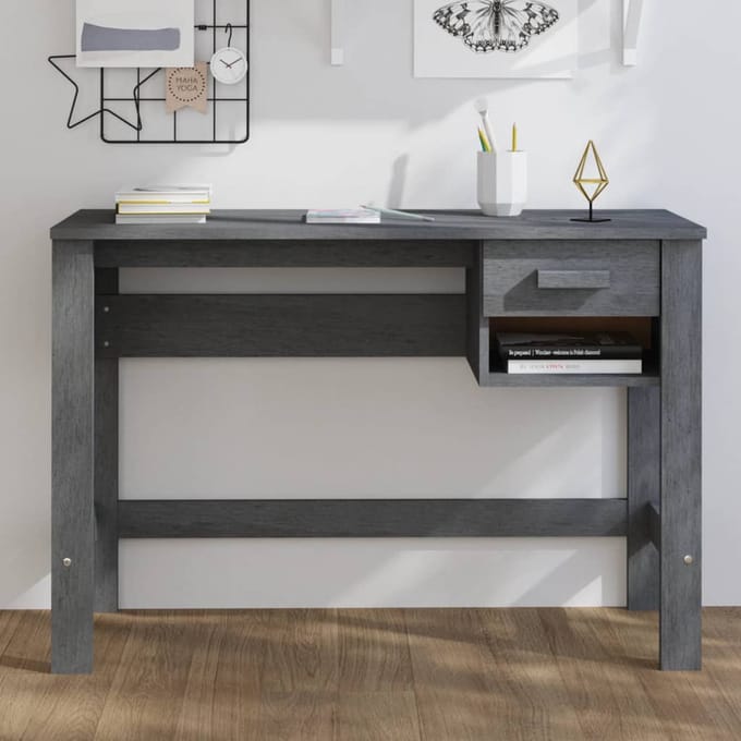 vidaXL - Bureau - HAMAR - 110x40x75 - cm - massief - grenenhout - donkergrijs