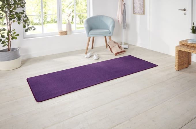 Flycarpets Loper Laagpolig Effen Uni Vloerkleed - Nasty - Paars 80x150 cm