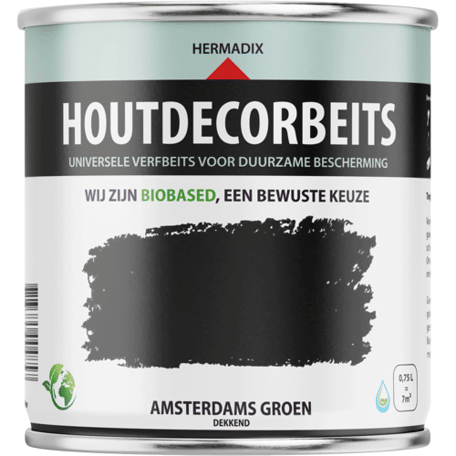 Hermadix Houtdecor Verfbeits dekkend  - 0,75 liter - 632  Amsterdams Groen