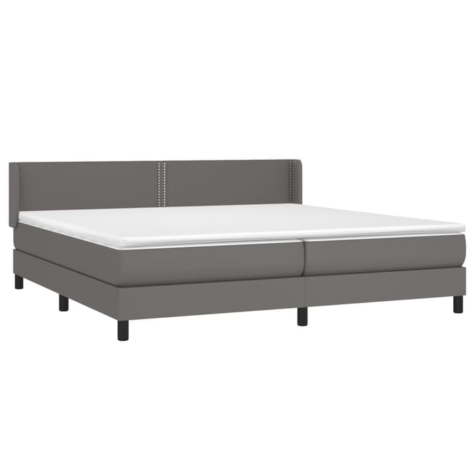 vidaXL - Boxspring - met - matras - kunstleer - grijs - 200x200 - cm
