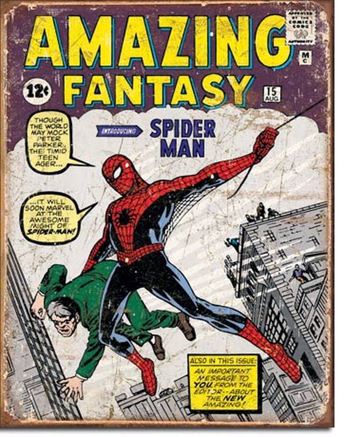 Spiderman Wandbord 'Cover' - Metaal - 30 x 40 cm
