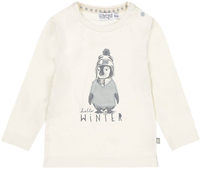 Dirkje - T-shirt - Longsleeve - Pinguin - Hello Winter - Off White - Maat 98