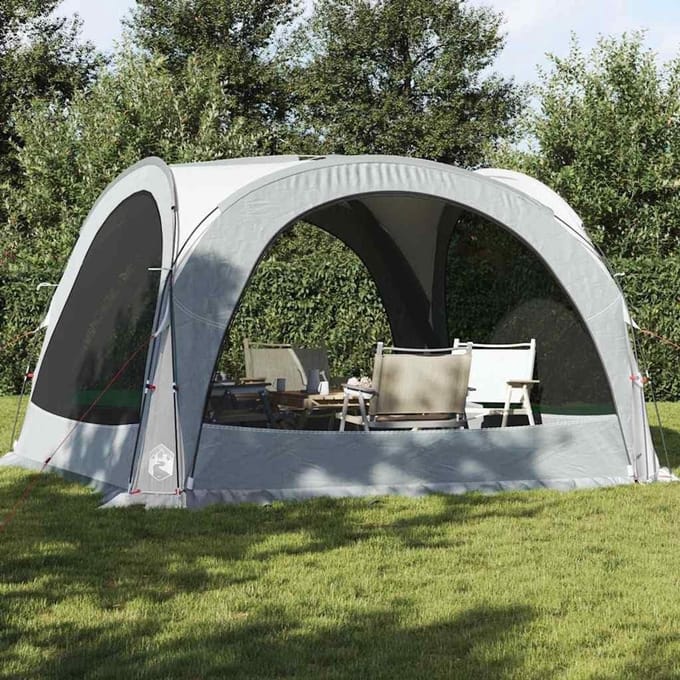 Partytent met ritssluiting en netwanden, uitgerust met glasvezelstangen, waterdicht, wit