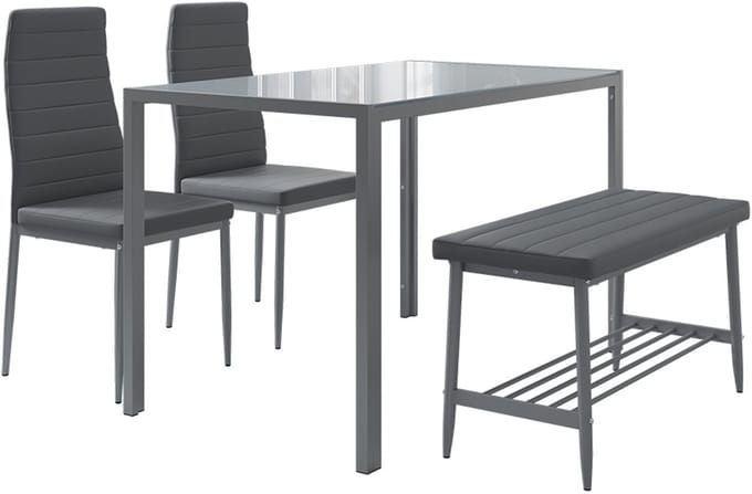 Vicco Grand Eettafel set – 120 x 70 cm 4-delige set Grijs
