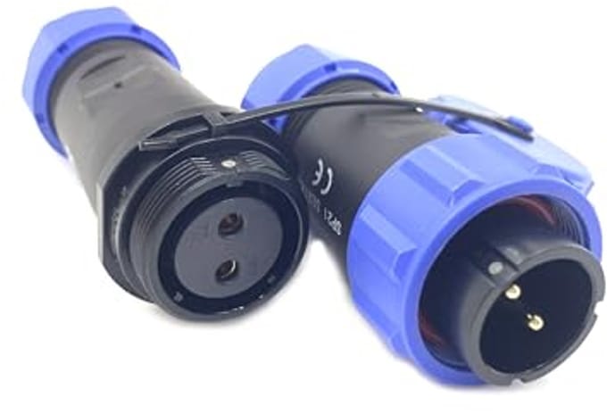 2-polige waterdichte luchtvaartstekker IP68 - in-line type 500V 30A