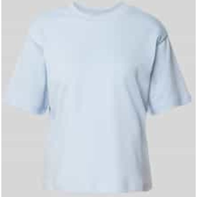 T-shirt met geribde ronde hals
