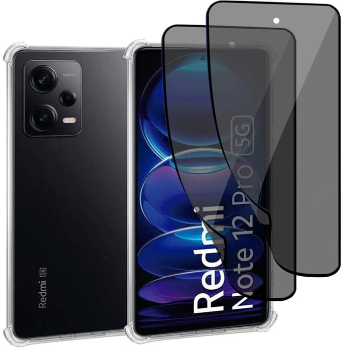 Geschikt voor Xiaomi Redmi Note 12 Pro - Hoesje + 2x Screenprotector – Gehard Glas Cover + Shock Proof Case - Transparant