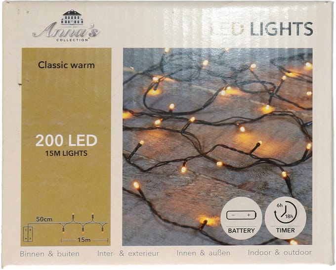 Anna's Collection Kerstverlichting LED Ivy - 200 leds - 1500 cm- warm wit - dimmer - 50cm aanloopsnoer