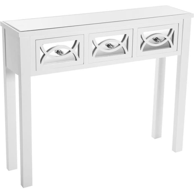 Console - VERSA - Miska - 3 lades - Wit - Hout - Spiegelblad wit