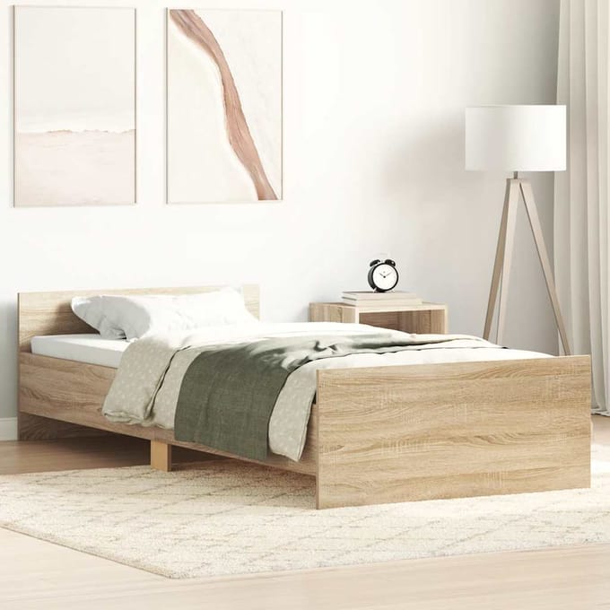 vidaXL - Bedframe - zonder - matras - hout - sonoma - eikenkleurig - 90x200 - cm