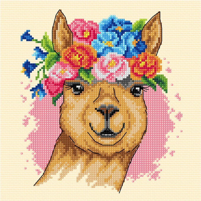 Borduurpakket Orchidea - LAMA - aida 5,4 kruisjes per cm