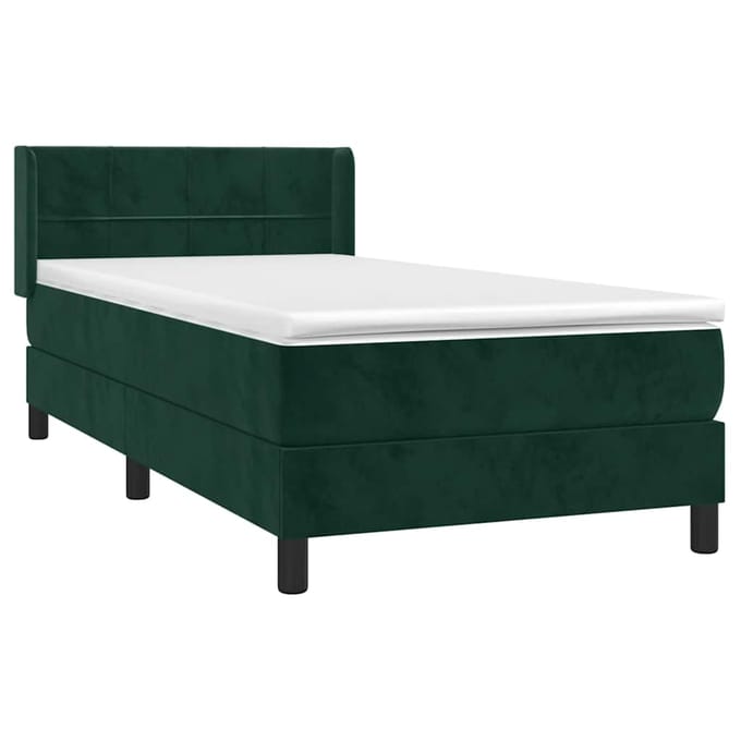 vidaXL - Boxspring - met - matras - fluweel - donkergroen - 100x200 - cm