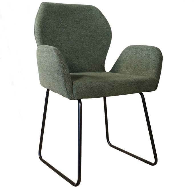 SET DEAL: 4 Eetkamerstoelen geweven stof donkergroen Miley eetstoel zetel