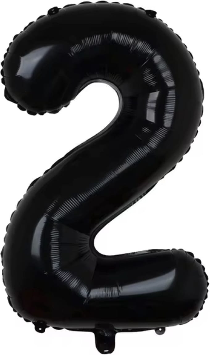 New Age Devi - Folie Ballon - Cijfer 2 - Zwart - 101cm