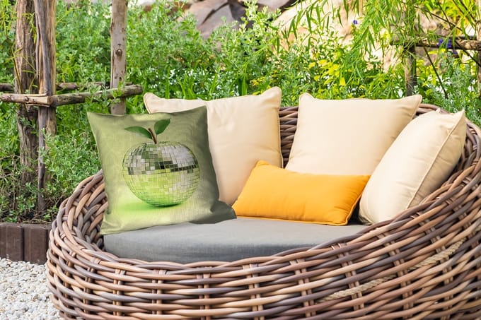 Tuinkussen - Groen - Disco - Decoratie - Appel - 40x40 cm - Weerbestendig