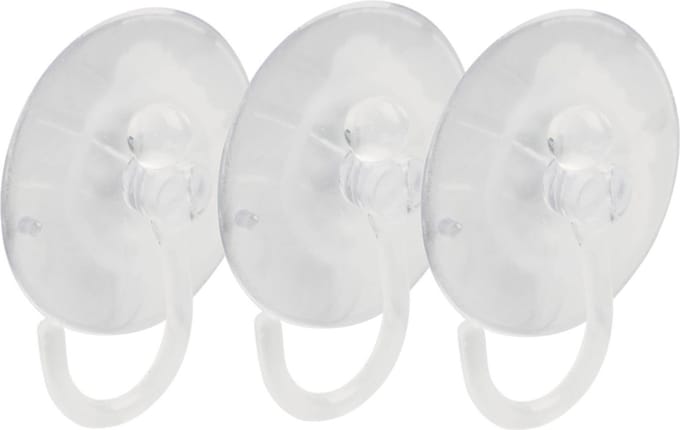 AMIG Ophanghaken met zuignap - 3x - kunststof - transparant - diameter 4 cm