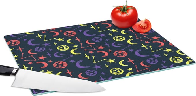Glazen Snijplank - 39x28 - Sterren - Planeten - Design - Snijplanken Glas