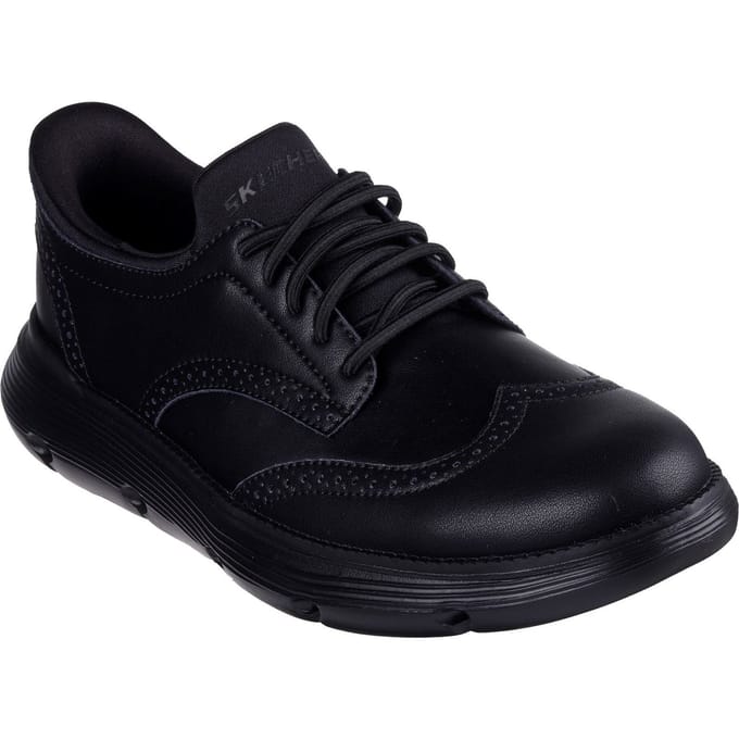 Skechers Garza Sully Leder Heren Zwart Veterschoenen