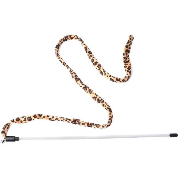 1 stuk Kat Grappig Speelgoed Plagerstok Achtervolgingstok Luipaardprint Staart met Bel beige