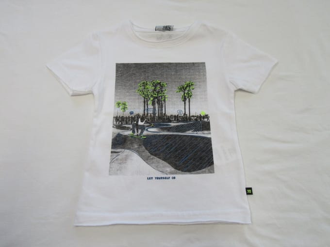 T shirt - Korte mouw - Wit met tekening - 2 / 3jaar 92 / 98