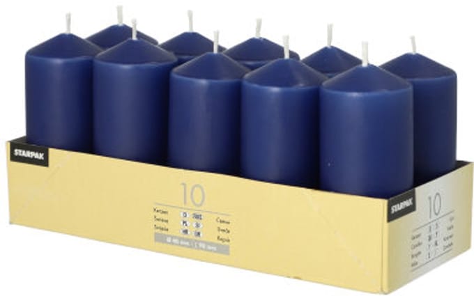 10 Stompkaarsen Ø 40 mm · 90 mm donkerblauw