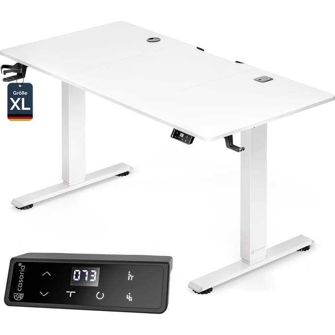 Casaria Zit sta bureau - Elektrisch Verstelbaar USB 160x75cm – Wit