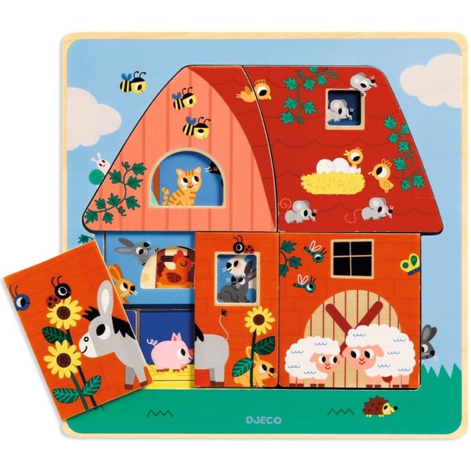 DJECO puzzel 3 lagen chez moo 18 mnd