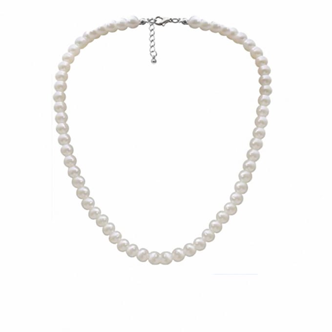 Parel ketting-Wit-50 cm-Zilverkleur 8 mm synthetische - Charme Bijoux