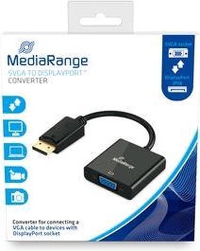 MediaRange MRCS173 video kabel adapter 0,15 m VGA (D-Sub) DisplayPort Zwart