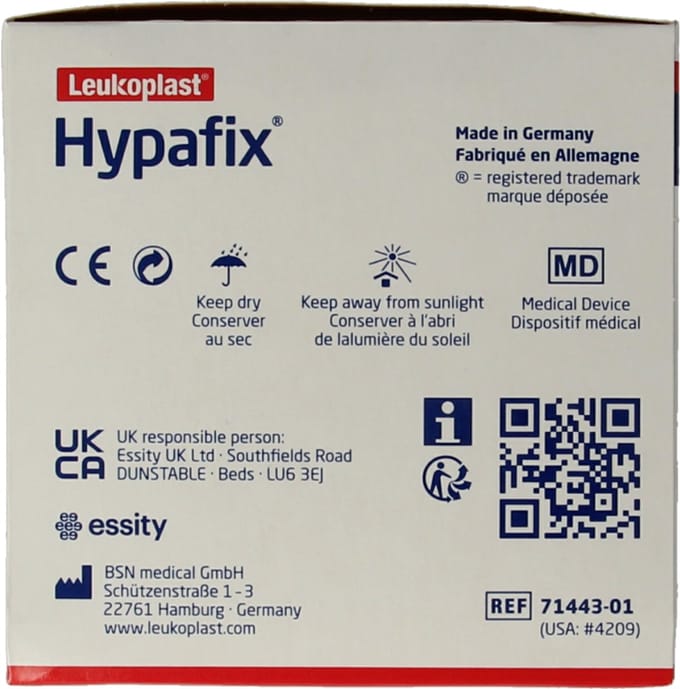 Hypafix Kleefvlies hypoallergeen 10m x 5cm 1 Stuks