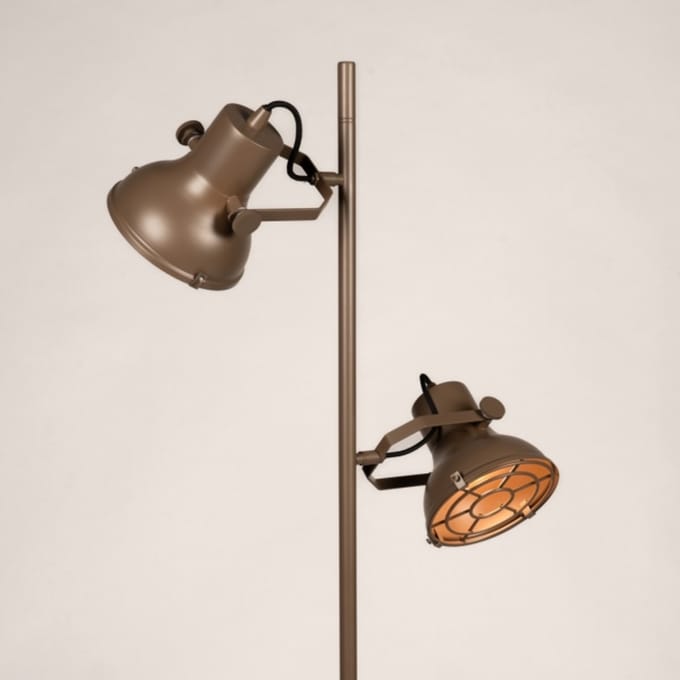 Lumidora Vloerlamp 75699 - INDUSTRIAL - 2 Lichts - E27 - Bruin - Metaal