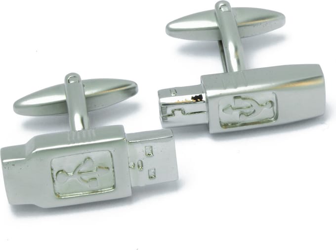 Manchetknopen - USB B en A Stick Zilverkleurig