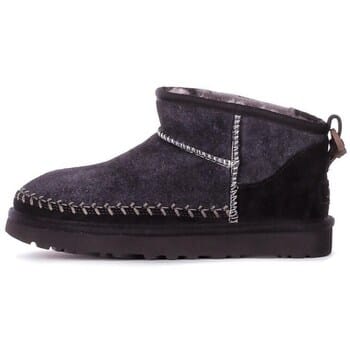 UGG® Classic Ultra Mini Biarritz Boot in Black, Polyester/Leather