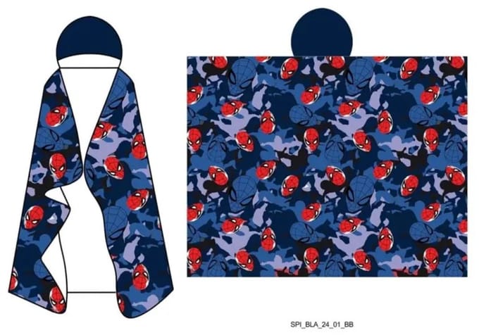 Spiderman fleece plaid met capuchon 120 x 150 cm - polyester