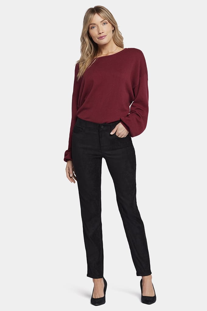 Sheri Slim Broek Zwarte Faux Suède | Zwart