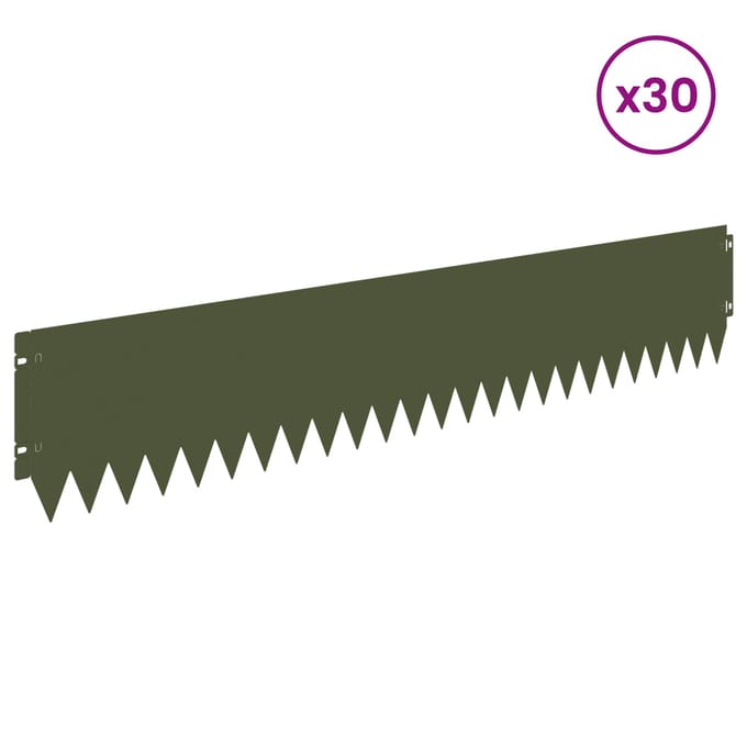 vidaXL - Gazonrand - 30 - st - 103 - x - 20 - cm - Staal - Olijfgroen