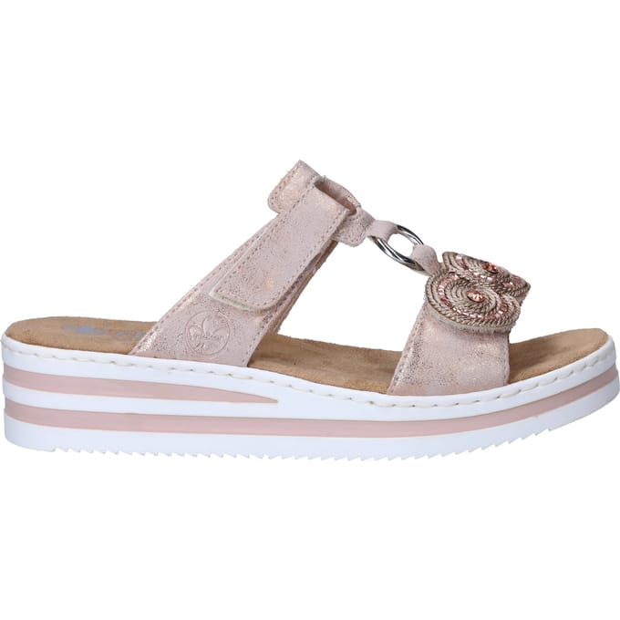 Rieker -Dames - roze-goud metallic - slippers & muiltjes - maat 38