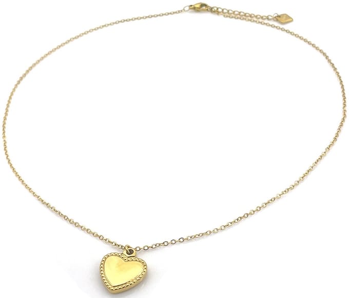 Ketting hart - RVS - goudkleurig - 40-45 cm – valentijn – cadeau