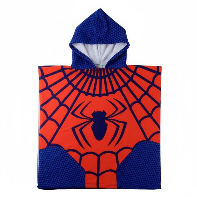 Spiderman Poncho – Kinder Strandponcho – Rood/Blauw – Polyester – Jongens