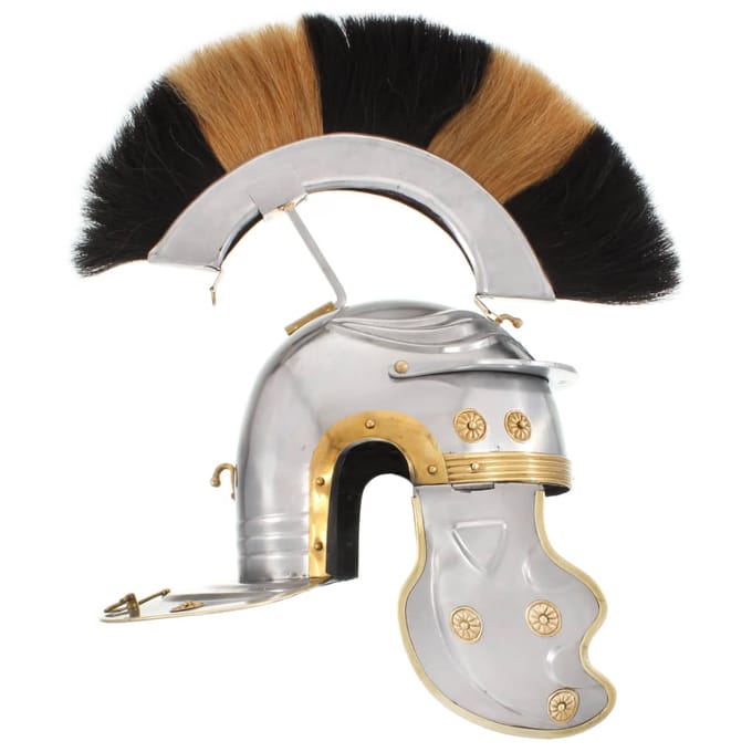 Casque de Soldat Romain Réplique Antique pour LARP Acier Argenté gray