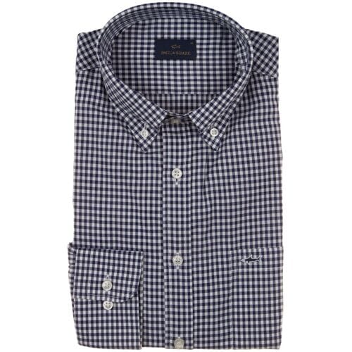 Paul & Shark Overhemd Cotton Oxford Check Shirt Wit-Blauw / male