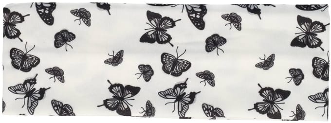 Haarsoires Haarband Stof 8cm - Vlinder Print - Wit Zwart