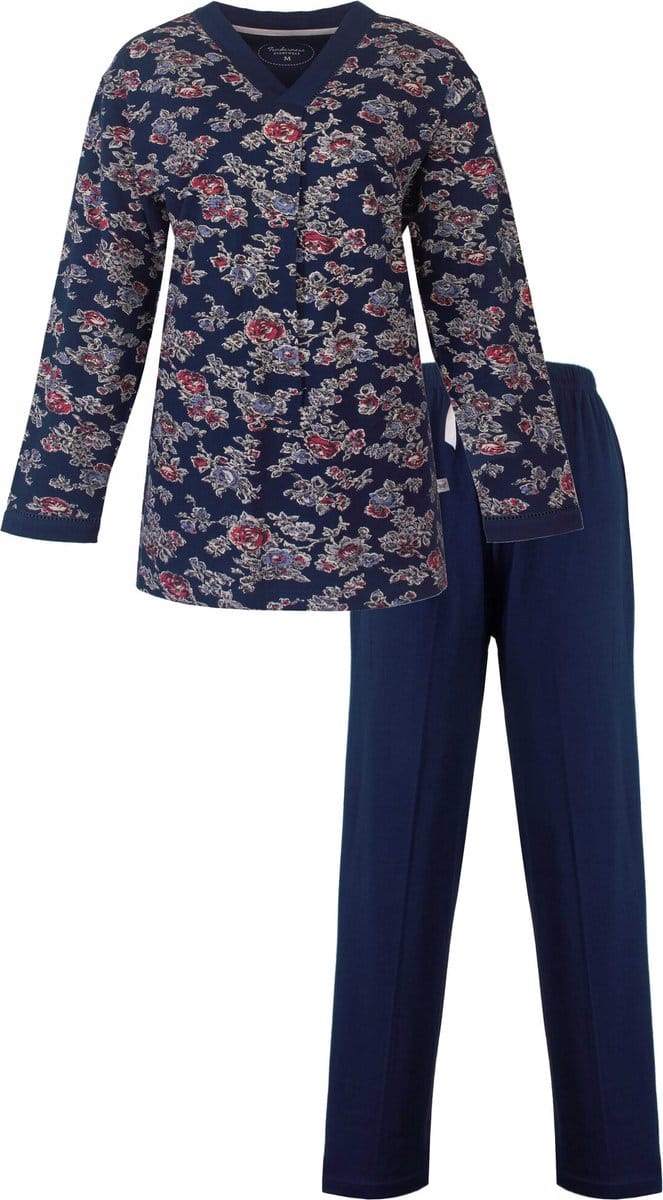 Tenderness Dames Pyjama - Lange Mouwen - Navy Blauw - Maat M