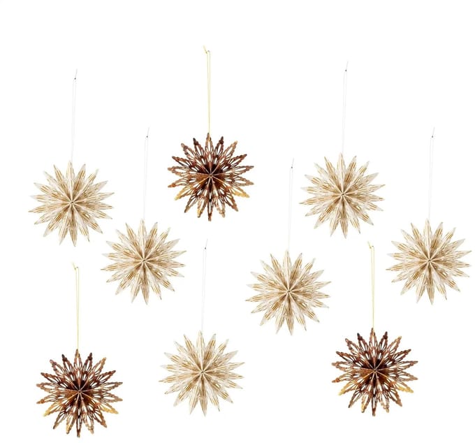 Bloomingville Ster ornament papier nature 10cm - set van 9