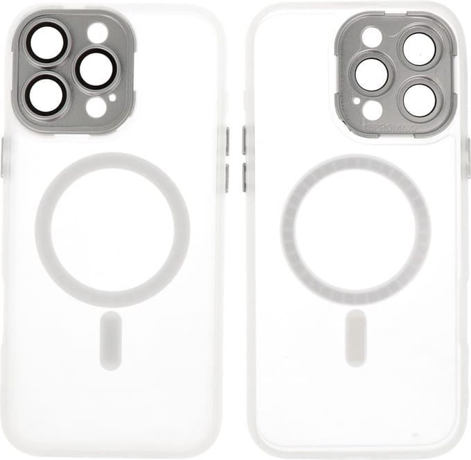 MagSafe Hoesje Geschikt voor iPhone 16 Pro Max - Mat-Transparent met Camera Beschermer Case - Wit