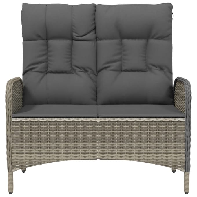 vidaXL - Tuinbank - verstelbaar - met - kussens - 107 - cm - poly - rattan - grijs